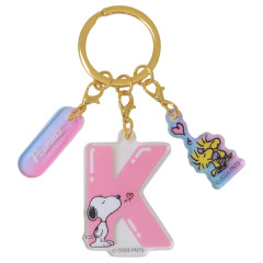 Japan Peanuts Acrylic Keychain 3 Charm - Snoopy & Woodstock : Alphabet K