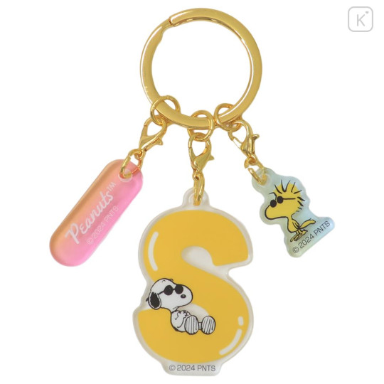 Japan Peanuts Acrylic Keychain 3 Charm - Snoopy & Woodstock : Alphabet S Joe Cool - 1