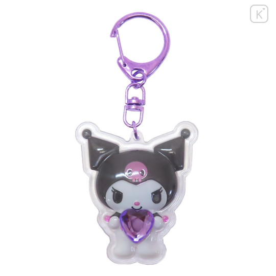 Japan Sanrio Acrylic Keychain - Kuromi : Plump 3D Heart Crystal - 1
