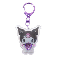 Japan Sanrio Acrylic Keychain - Kuromi : Plump 3D Heart Crystal