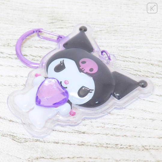 Japan Sanrio Acrylic Keychain - Kuromi : Plump 3D Heart Crystal - 3
