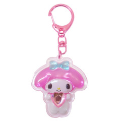 Japan Sanrio Acrylic Keychain - My Melody : Plump 3D Heart Crystal