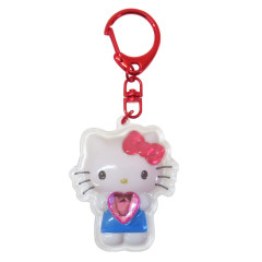 Japan Sanrio Acrylic Keychain - Hello Kitty : Plump 3D Heart Crystal
