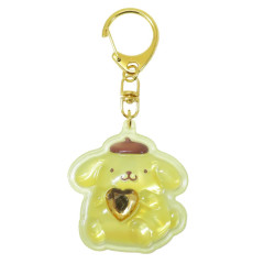 Japan Sanrio Acrylic Keychain - Pompompurin : Plump 3D Heart Crystal
