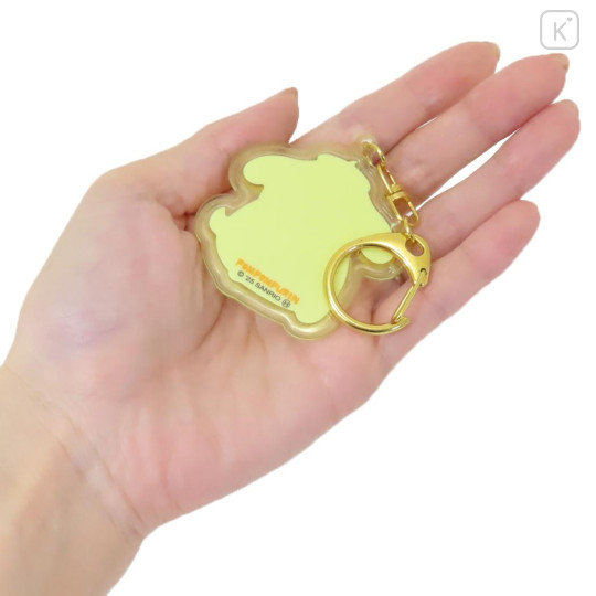 Japan Sanrio Acrylic Keychain - Pompompurin : Plump 3D Heart Crystal - 2