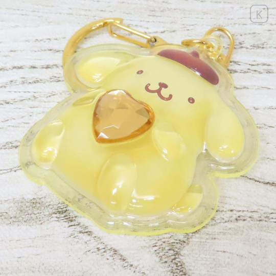 Japan Sanrio Acrylic Keychain - Pompompurin : Plump 3D Heart Crystal - 3