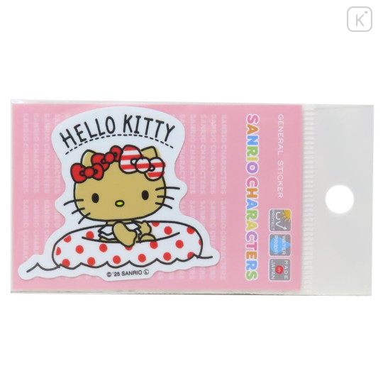 Japan Sanrio Vinyl Sticker - Hello Kitty : Tan Swimsuit Swim Ring - 1
