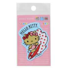 Japan Sanrio Vinyl Sticker - Hello Kitty : Tan Swimsuit Surfing