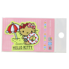 Japan Sanrio Vinyl Sticker - Hello Kitty : Tan Swimsuit Swim Ring Relax