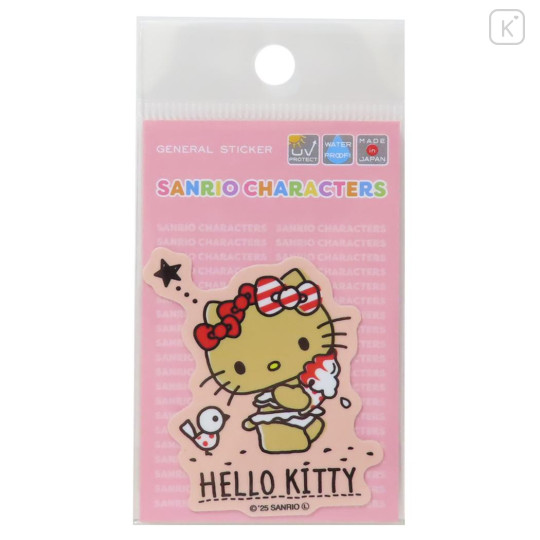 Japan Sanrio Vinyl Sticker - Hello Kitty : Tan Swimsuit Ice Cream - 1