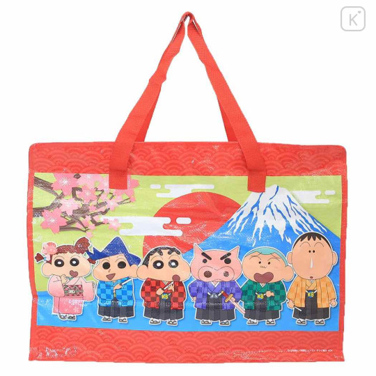 Japan Crayon Shin-chan Souvenir Laminated Woven PP Eco Shopping Bag - Shinnosuke Nohara : Mt. Fuji & Friends Kimono - 1