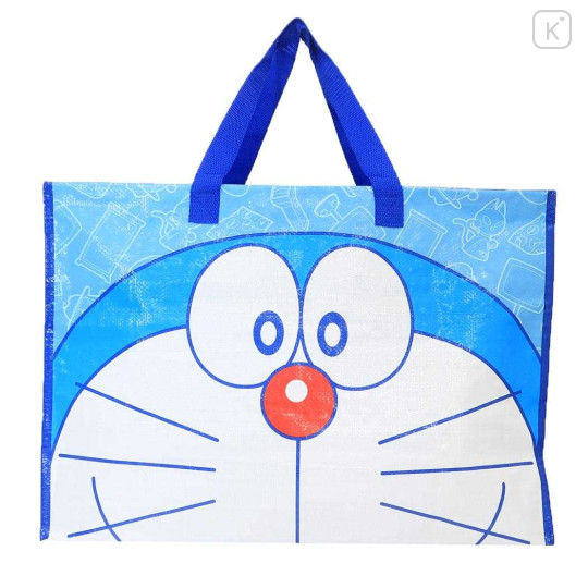 Japan Doraemon Souvenir Laminated Woven PP Eco Shopping Bag - Doraemon : Face Blue - 1