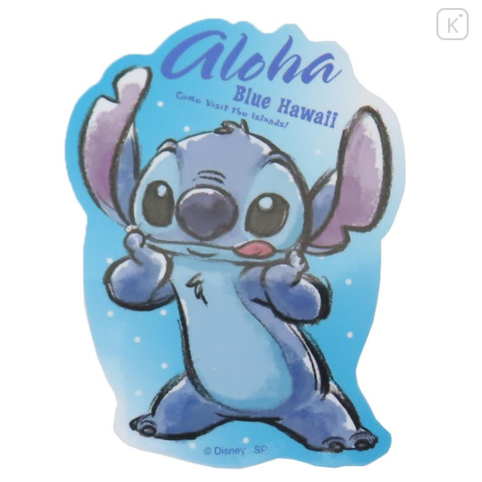Japan Disney Vinyl Sticker - Stitch : Watercolor Aloha Blue Hawaii - 1