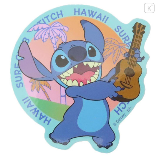 Japan Disney Vinyl Sticker - Stitch : Guitar - 1