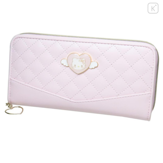 Japan Sanrio Quilted Long Wallet - Hello Kitty : Dreaming Angel Face - 1