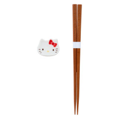 Japan Sanrio Chopsticks & Chopstick Rest Set - Hello Kitty : Red