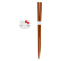 Japan Sanrio Chopsticks & Chopstick Rest Set - Hello Kitty : Red - 1