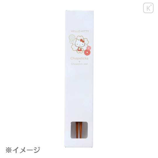 Japan Sanrio Chopsticks & Chopstick Rest Set - Hello Kitty : Red - 6