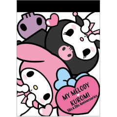 Japan Sanrio Mini Notepad - My Melody 50th & Kuromi 20th Anniversary Love