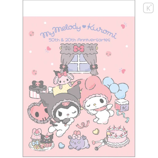 Japan Sanrio Mini Notepad - My Melody 50th & Kuromi 20th Anniversary Party Pink - 1