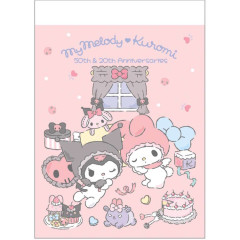 Japan Sanrio Mini Notepad - My Melody 50th & Kuromi 20th Anniversary Party Pink