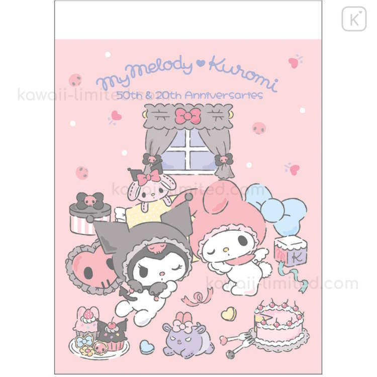 Japan Sanrio Mini Notepad - My Melody 50th & Kuromi 20th