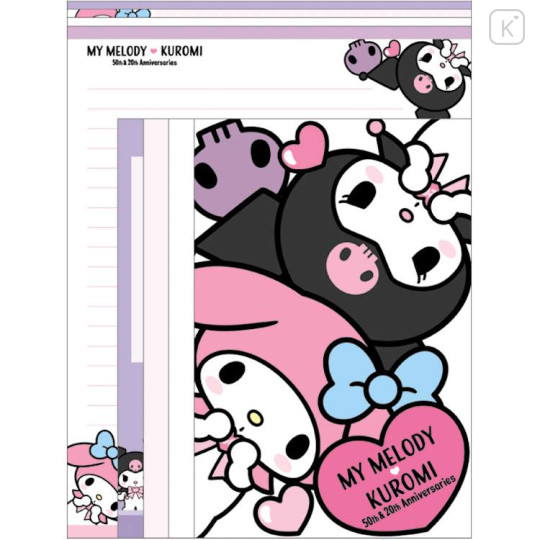 Japan Sanrio Letter Writing Set - My Melody 50th & Kuromi 20th Anniversary Love - 1