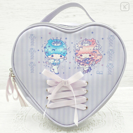 Japan Sanrio Vanity Pouch - Little Twin Stars : Dolly Mix Heart-shaped - 1