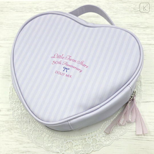 Japan Sanrio Vanity Pouch - Little Twin Stars : Dolly Mix Heart-shaped - 2