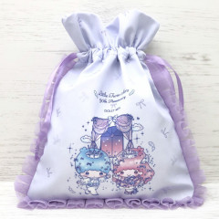Japan Sanrio Frill Drawstring Pouch - Little Twin Stars : Dolly Mix Pearl