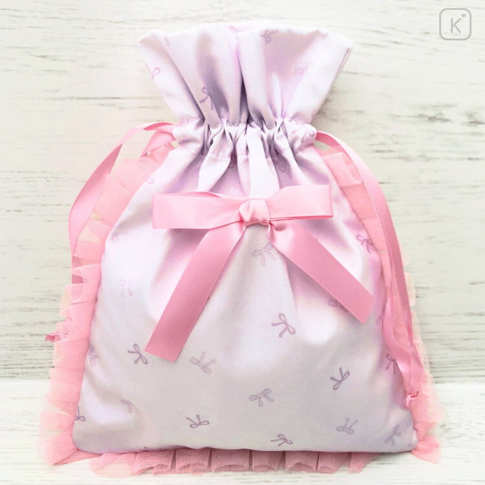 Japan Sanrio Frill Drawstring Pouch - My Melody : Dolly Mix Pearl - 2