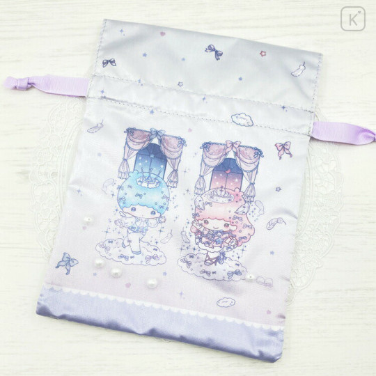 Japan Sanrio Drawstring Pouch - Little Twin Stars : Dolly Mix Pearl - 3