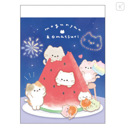 Japan Mognyan Mini Notepad - Cat Summer Firework Watermelon - 1