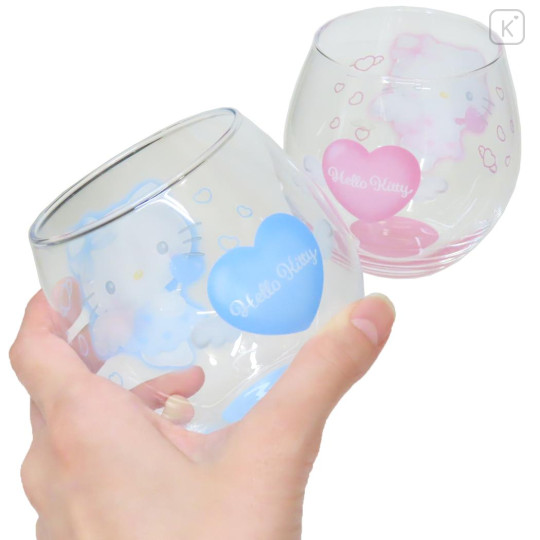 Japan Sanrio Swinging Glass Tumbler - Hello Kitty : Angel Blue - 2