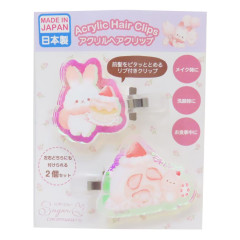 Japan San-X Aurora Acrylic Hair Clip - Sugarcocomuu : Strawberry Cake