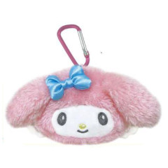 Japan Sanrio Face-shaped Pouch with Carabiner - My Melody : Angel