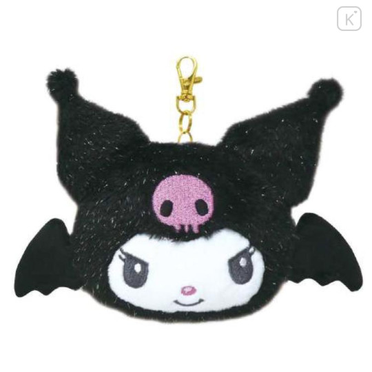 Japan Sanrio Fluffy Pass Case Card Holder - Kuromi : Devil Black - 1