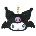 Japan Sanrio Fluffy Pass Case Card Holder - Kuromi : Devil Black - 1