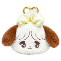 Japan Mikko Illustrations Face-shaped Pouch with Carabiner - Souffle Ribbon