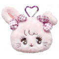 Japan Mikko Illustrations Face-shaped Pouch with Carabiner - Cammy Ribbon - 1