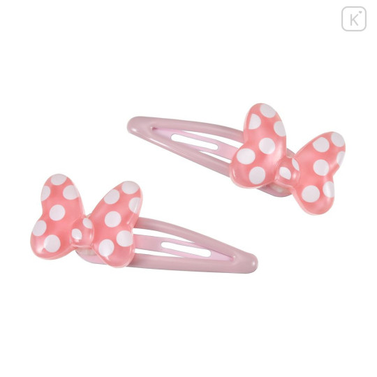 Japan Disney Store Mascot Hair Clip Set - Minnie : Ribbin Pink 3D - 1
