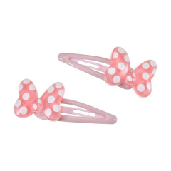 Japan Disney Store Mascot Hair Clip Set - Minnie : Ribbin Pink 3D