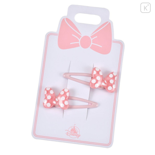 Japan Disney Store Mascot Hair Clip Set - Minnie : Ribbin Pink 3D - 2