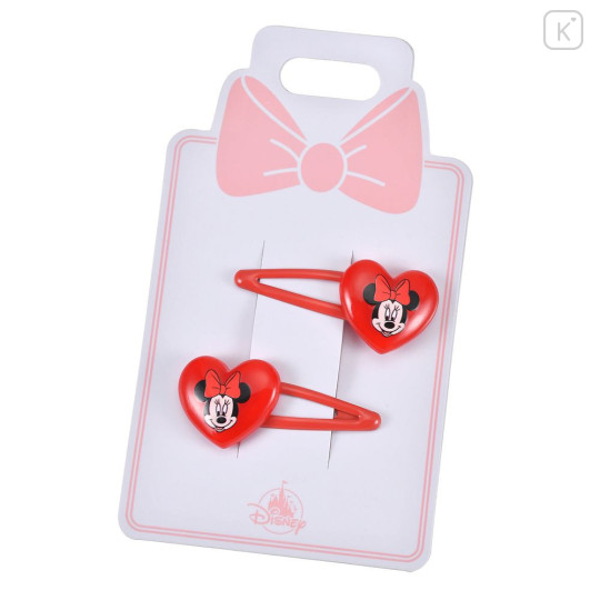 Japan Disney Store Mascot Hair Clip Set - Minnie : Heart Red - 2