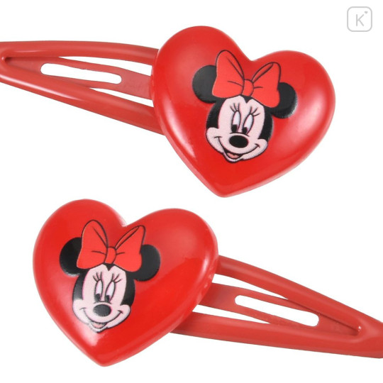 Japan Disney Store Mascot Hair Clip Set - Minnie : Heart Red - 4