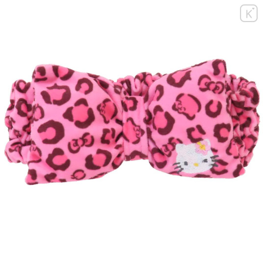 Japan Sanrio Hair Band with Ribbon - Hello Kitty : Leopard Y2K - 1