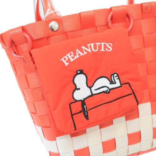 Japan Peanuts Rootote Basket Tote Bag With Pouch - Snoopy : Orange Red - 4