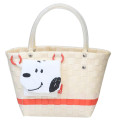 Japan Peanuts Rootote Basket Tote Bag With Pouch - Snoopy : Beige - 1