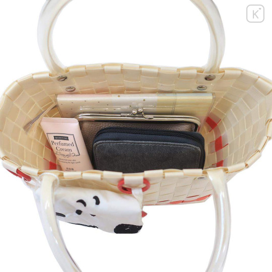 Japan Peanuts Rootote Basket Tote Bag With Pouch - Snoopy : Beige - 3