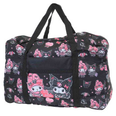 Japan Sanrio Travel Folding Boston Bag - My Melody 50th & Kuromi 20th Anniversary Black
